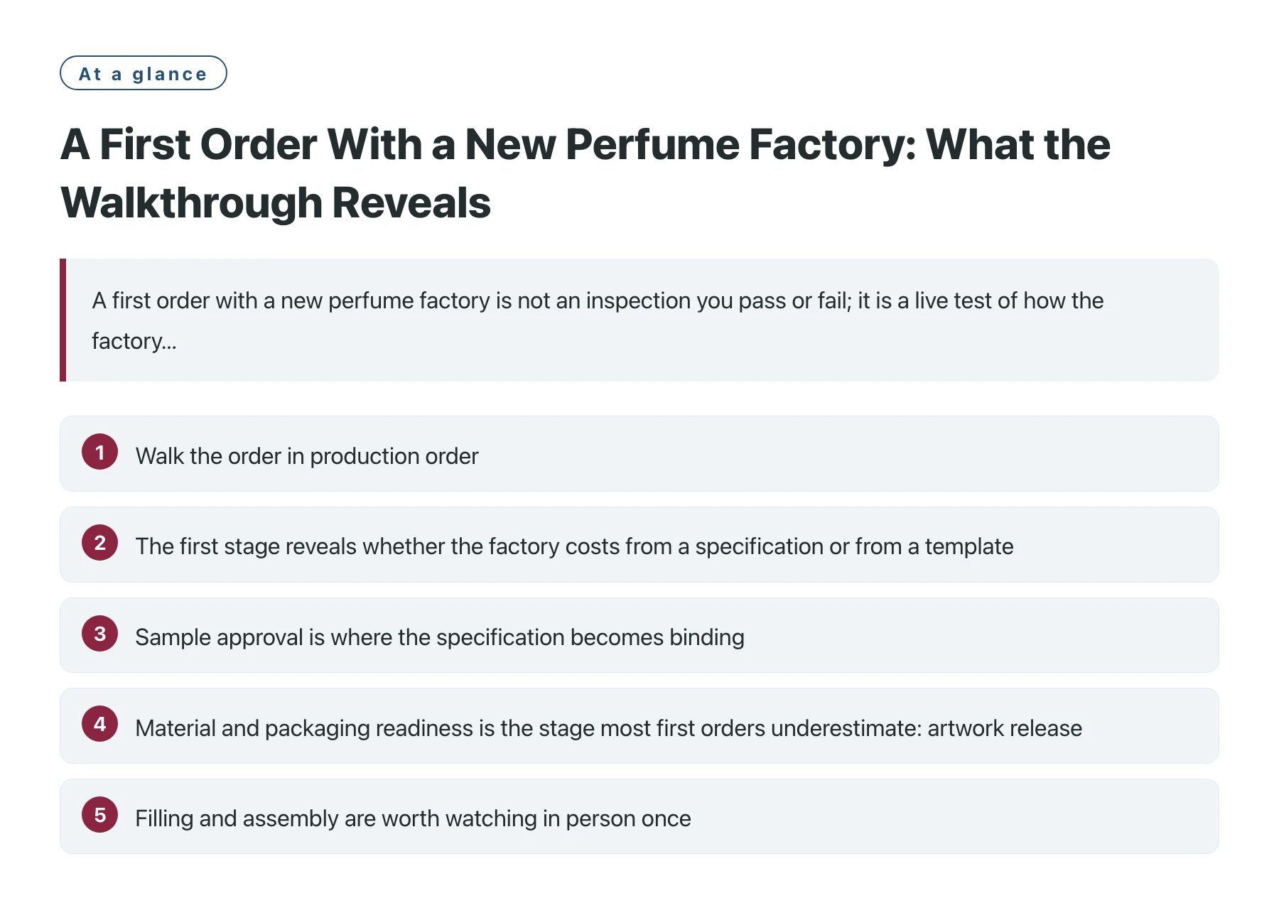 A First Order With a New Perfume Factory: What the Walkthrough Reveals——全文要点速览